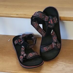 Teva Black and Red Patterned Sandals